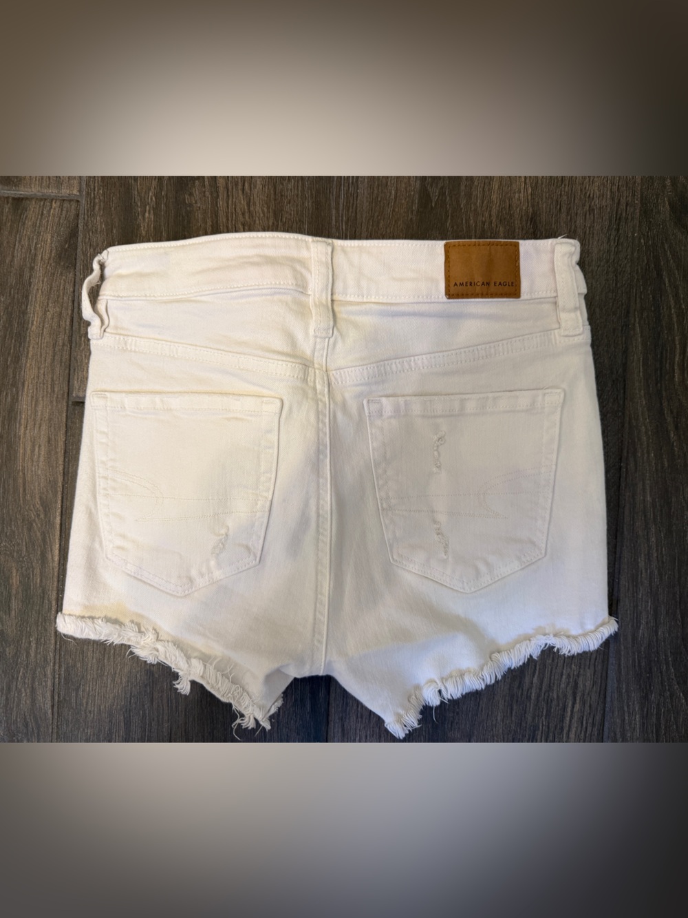 American Eagle Outfitters White Frayed Hem Denim Shorts